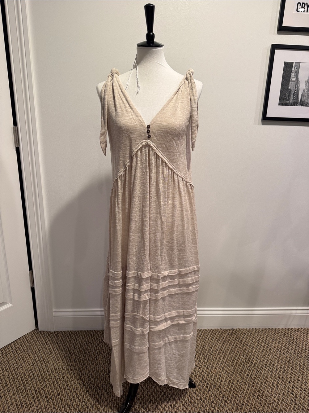 Free People Cream Tie-Shoulder Maxi Dress